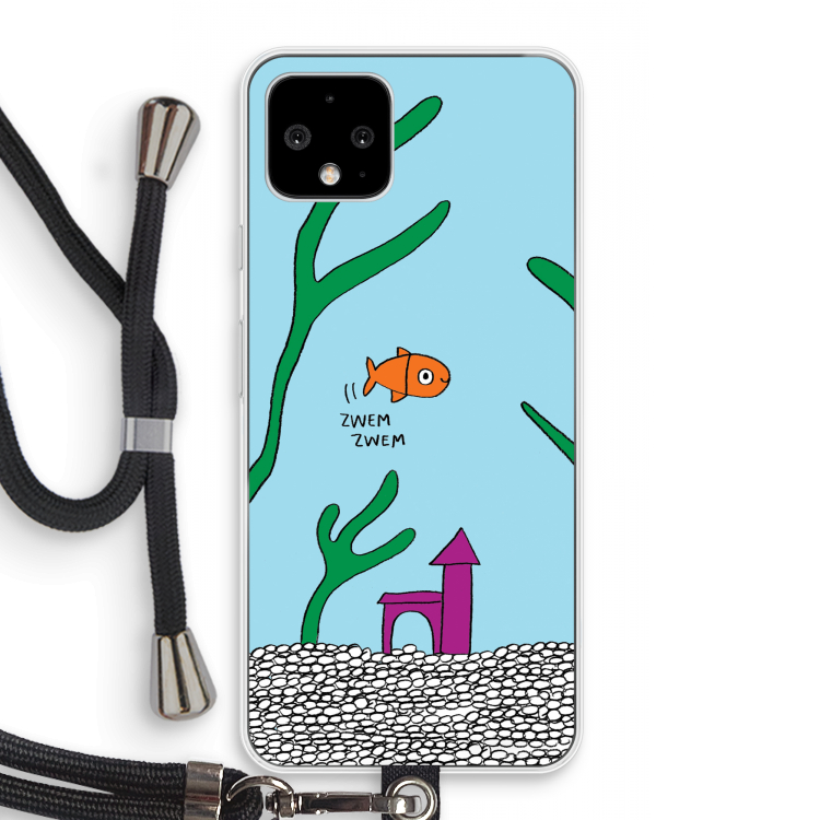 Aquarium: Pixel 4 Transparant Hoesje met koord
