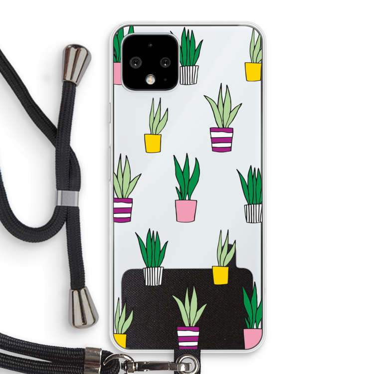 Sanseveria: Pixel 4 Transparant Hoesje met koord