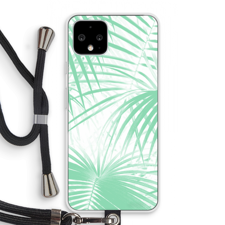 Palmbladeren: Pixel 4 Transparant Hoesje met koord