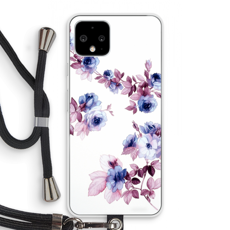 Waterverf bloemen: Pixel 4 Transparant Hoesje met koord