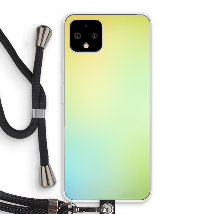 Minty mist pastel: Pixel 4 Transparant Hoesje met koord