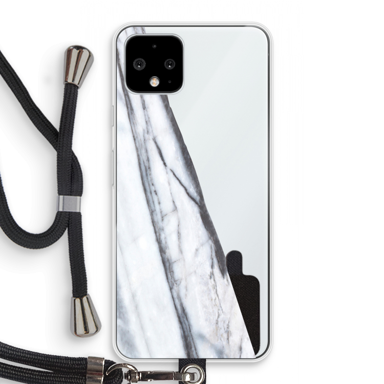 Gestreepte marmer: Pixel 4 Transparant Hoesje met koord