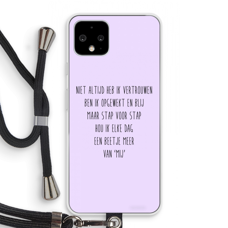 Zelfvertrouwen: Pixel 4 Transparant Hoesje met koord