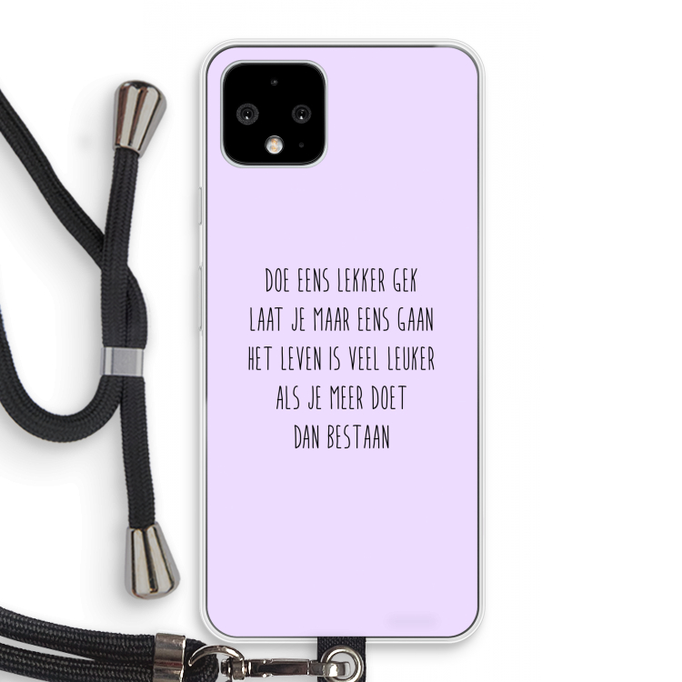 Gek: Pixel 4 Transparant Hoesje met koord