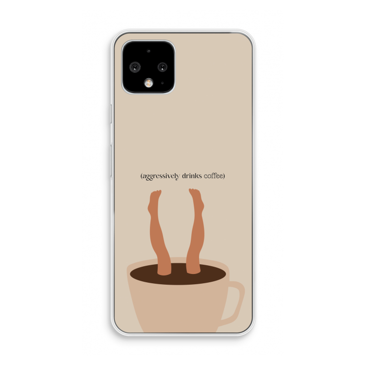 Aggressively drinks coffee: Pixel 4 Transparant Hoesje