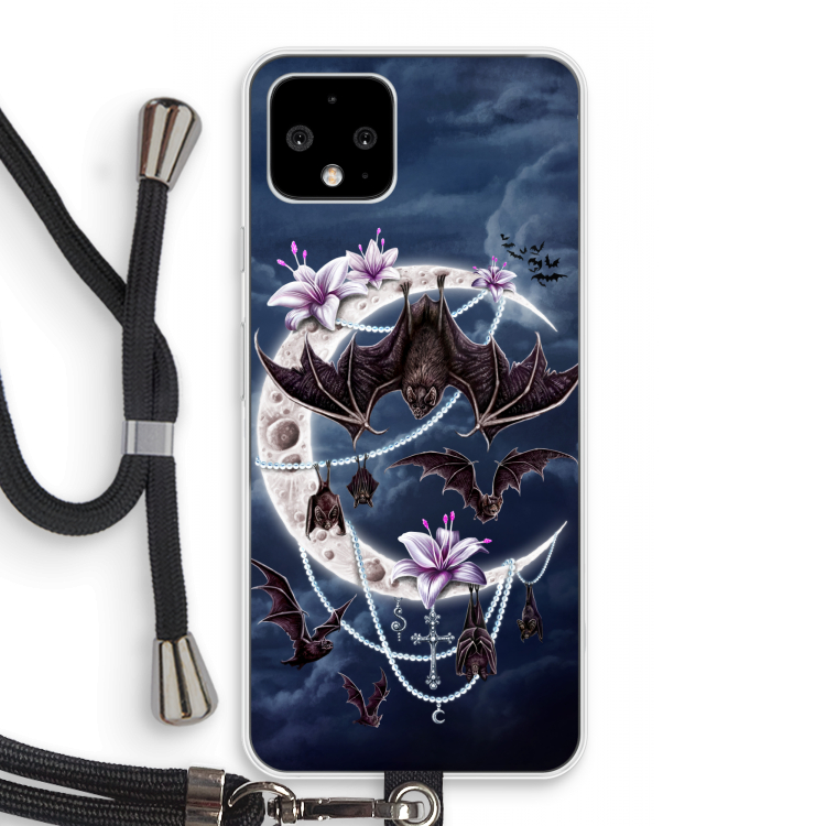 Vleermuizen Maan: Pixel 4 Transparant Hoesje met koord