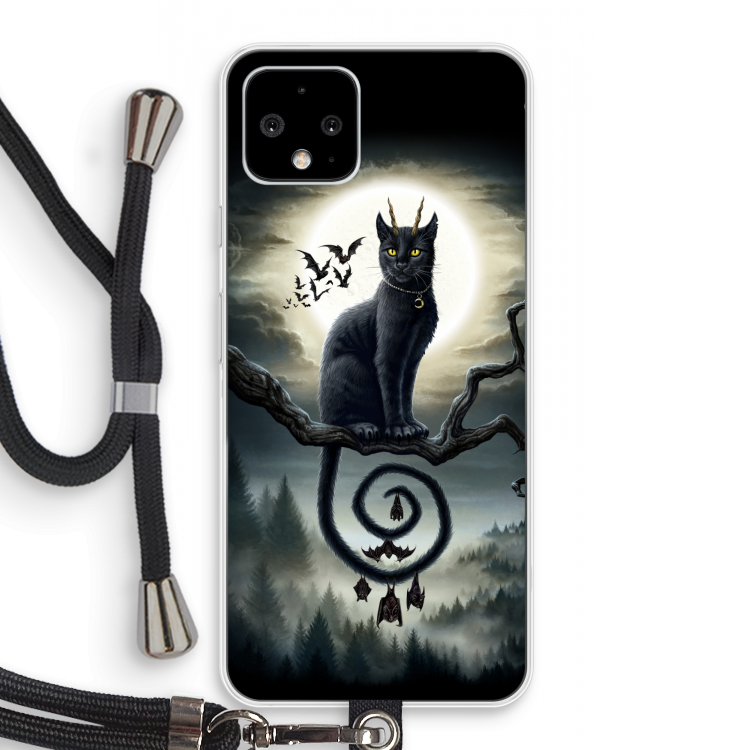 Moonlight Companions: Pixel 4 Transparant Hoesje met koord