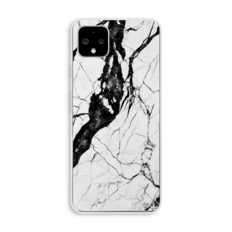 Witte marmer 2: Pixel 4 XL Transparant Hoesje