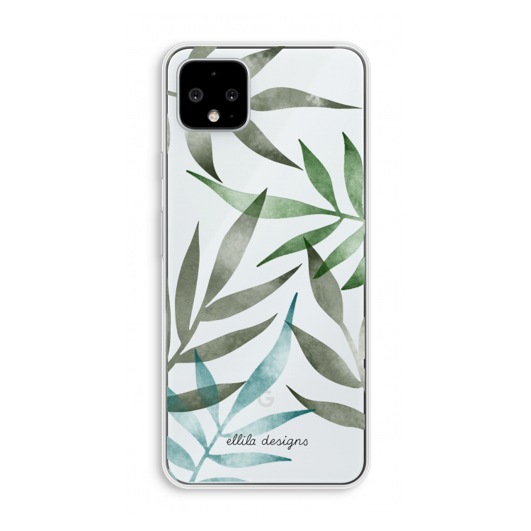 Tropical watercolor leaves: Pixel 4 XL Transparant Hoesje