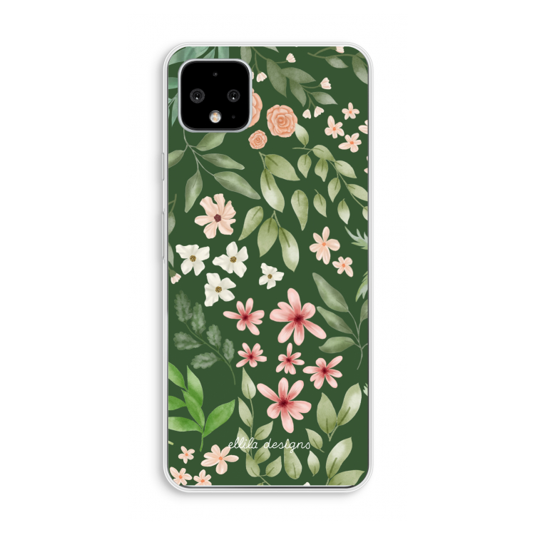 Botanical green sweet flower heaven: Pixel 4 XL Transparant Hoesje