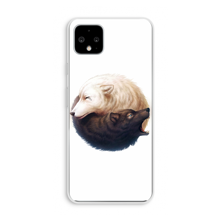 Yin Yang Wolves: Pixel 4 XL Transparant Hoesje
