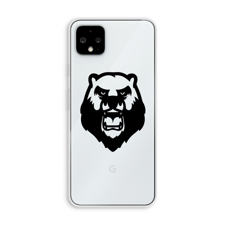 Angry Bear (black): Pixel 4 XL Transparant Hoesje