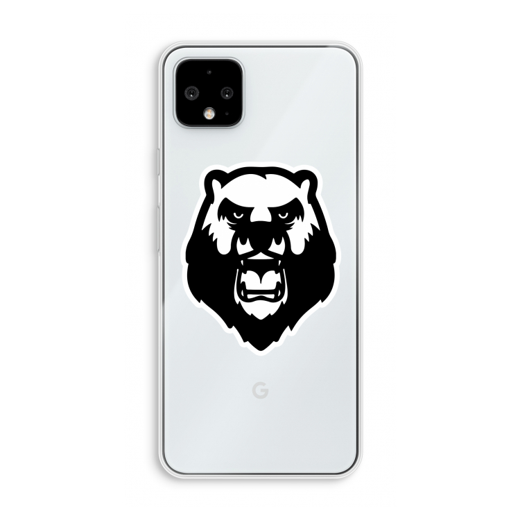 Angry Bear (white): Pixel 4 XL Transparant Hoesje