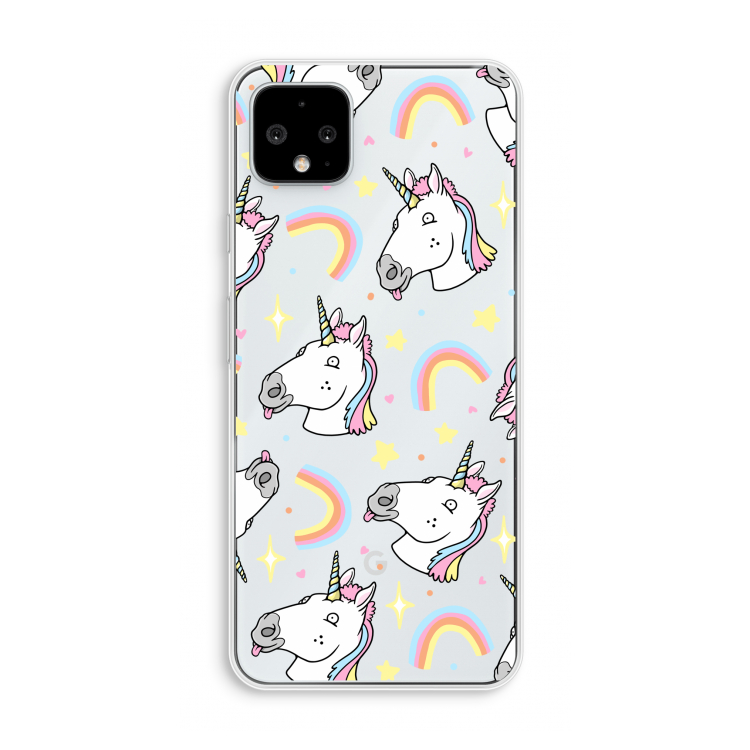 Rainbow Unicorn: Pixel 4 XL Transparant Hoesje