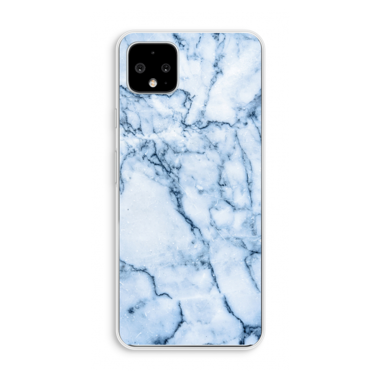 Blauw marmer: Pixel 4 XL Transparant Hoesje