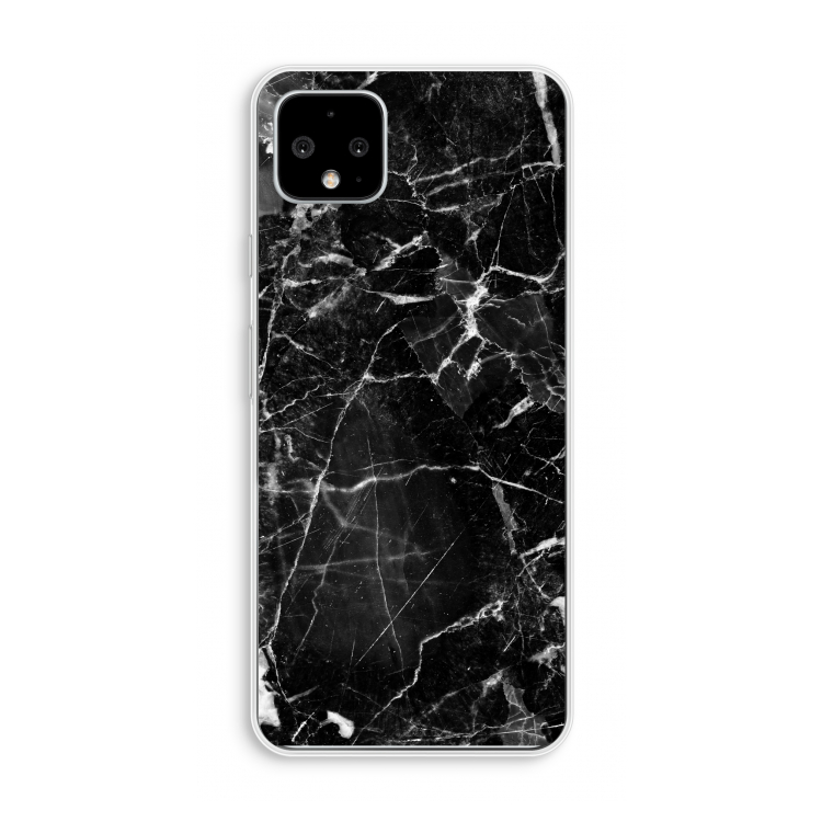 Zwart Marmer 2: Pixel 4 XL Transparant Hoesje