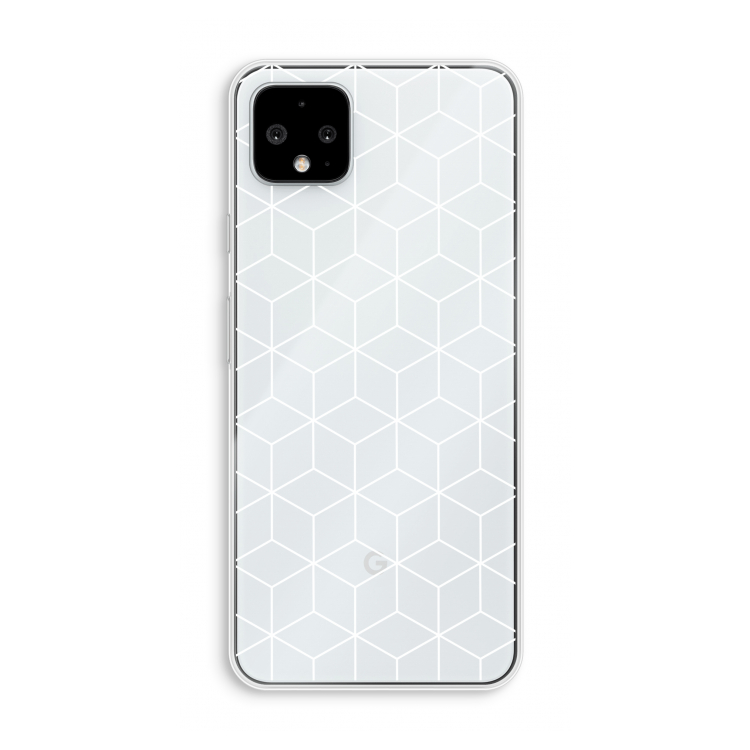 Zwart-witte kubussen: Pixel 4 XL Transparant Hoesje