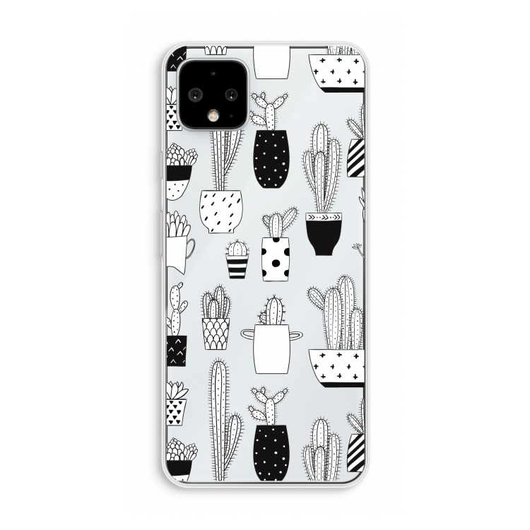 Cactusmotief: Pixel 4 XL Transparant Hoesje