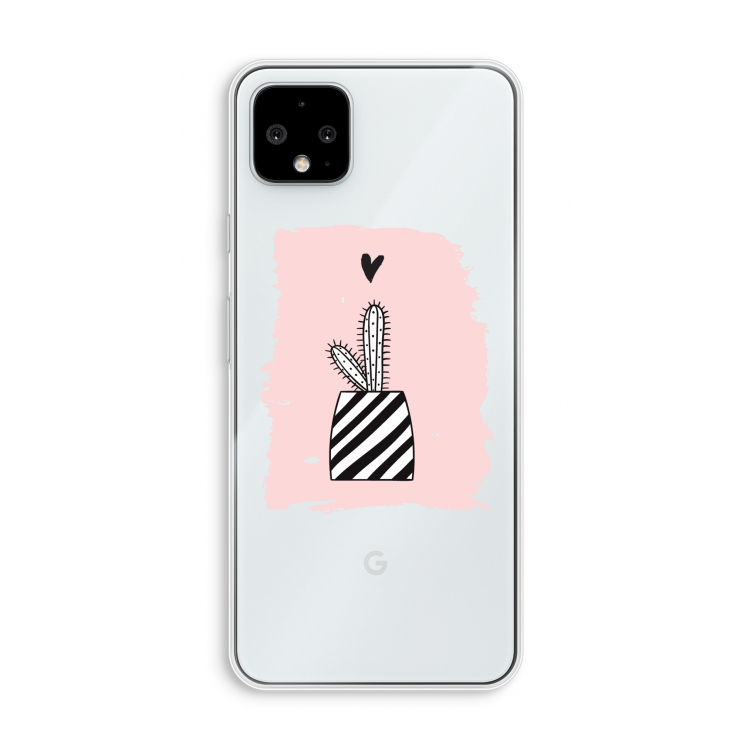 Zwart-wit cactus: Pixel 4 XL Transparant Hoesje