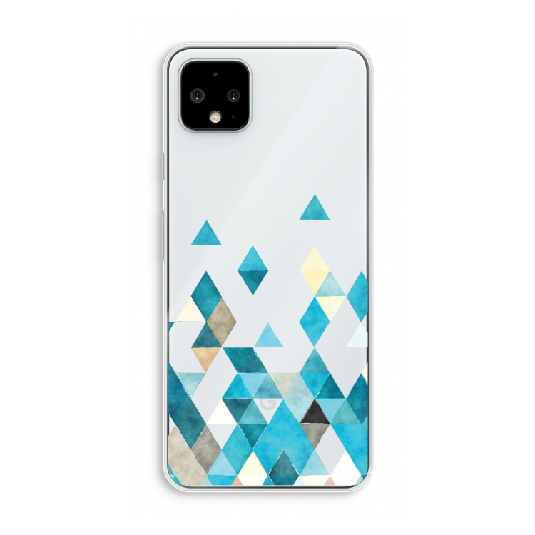 Gekleurde driehoekjes blauw: Pixel 4 XL Transparant Hoesje