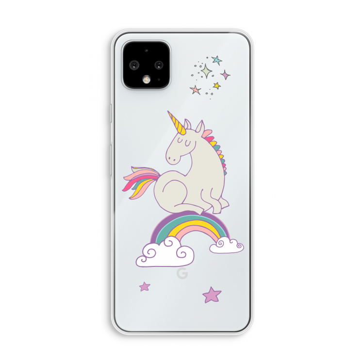 Regenboog eenhoorn: Pixel 4 XL Transparant Hoesje