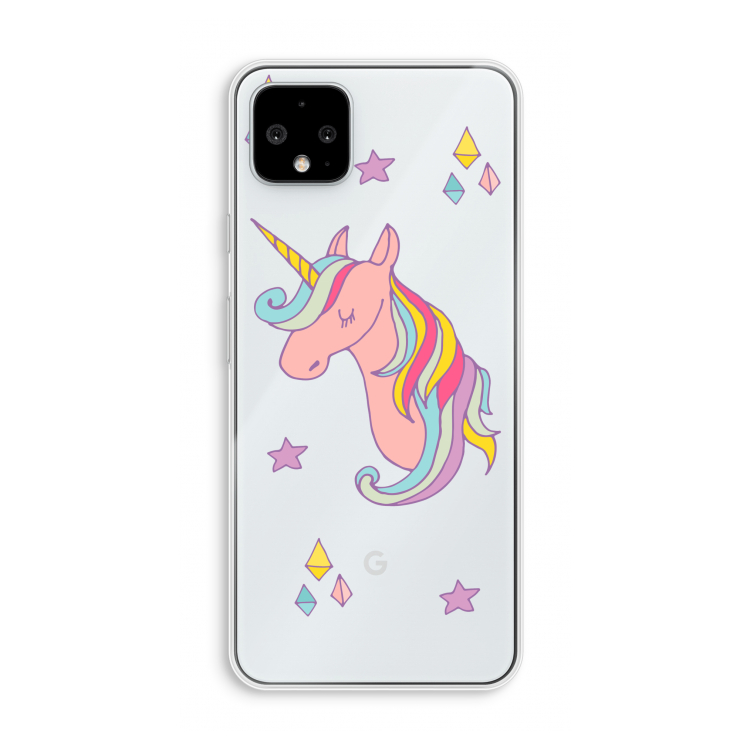 Roze eenhoorn: Pixel 4 XL Transparant Hoesje