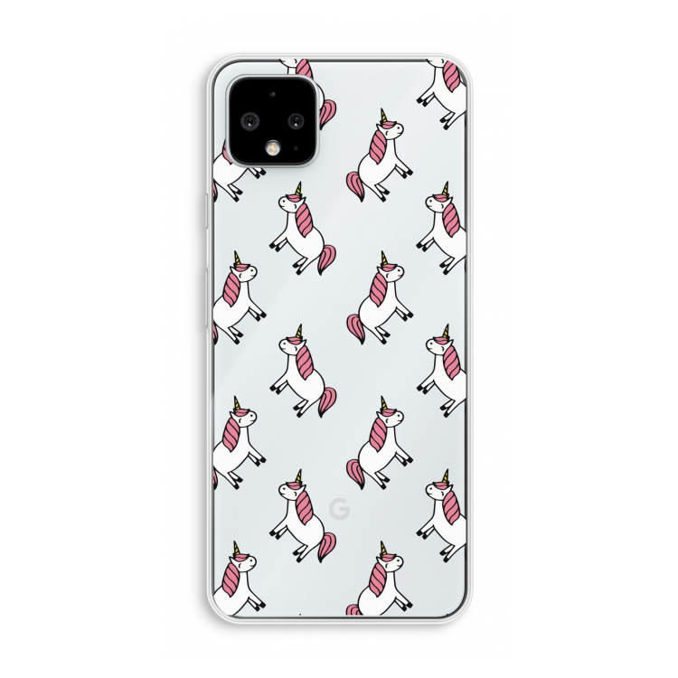 Eenhoorns overal: Pixel 4 XL Transparant Hoesje