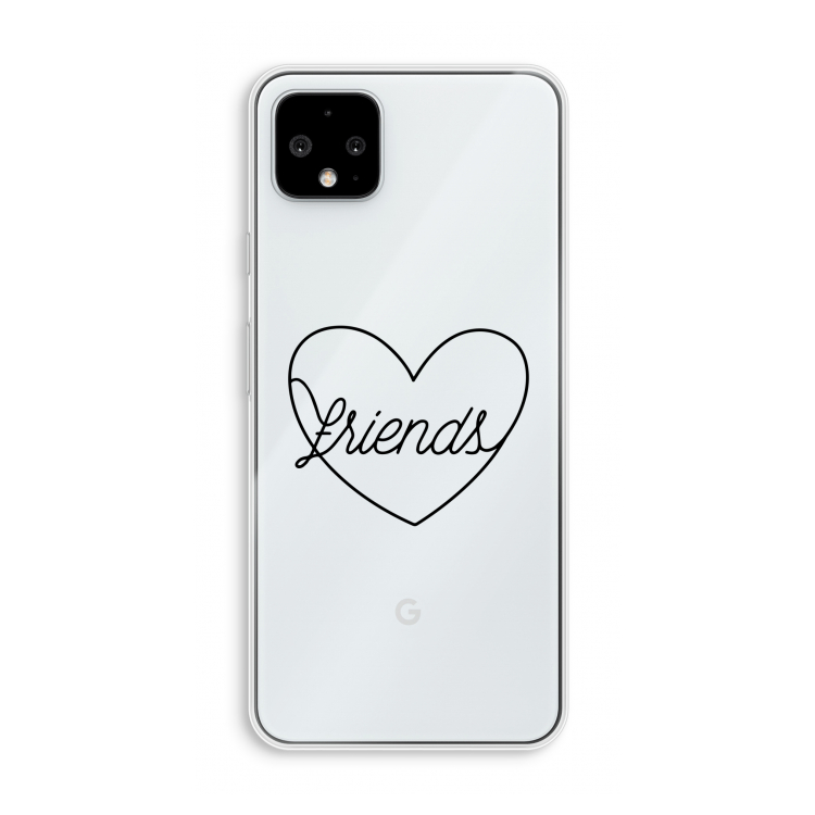 Friends heart black: Pixel 4 XL Transparant Hoesje