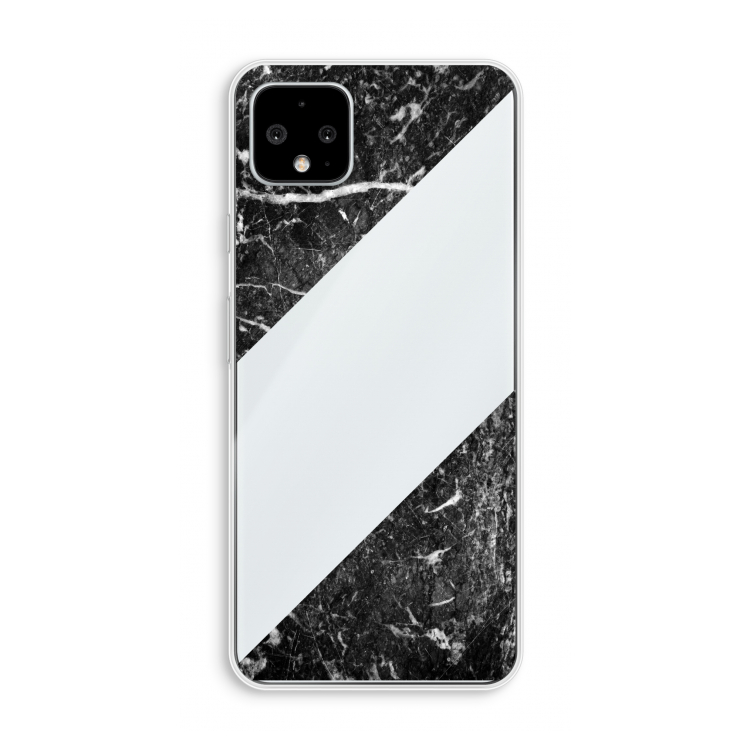 Zwart marmer: Pixel 4 XL Transparant Hoesje