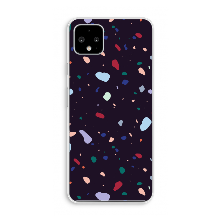 Dark Rounded Terrazzo: Pixel 4 XL Transparant Hoesje