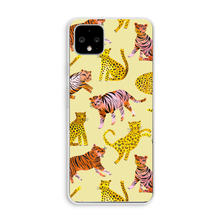 Cute Tigers and Leopards: Pixel 4 XL Transparant Hoesje