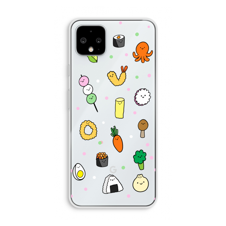 Happy bento friends: Pixel 4 XL Transparant Hoesje