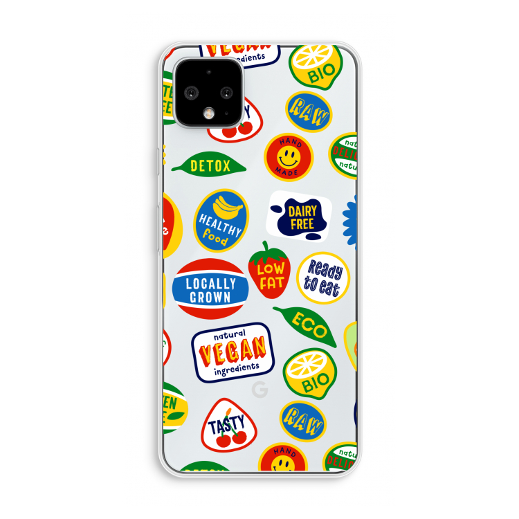 Fruitsticker: Pixel 4 XL Transparant Hoesje