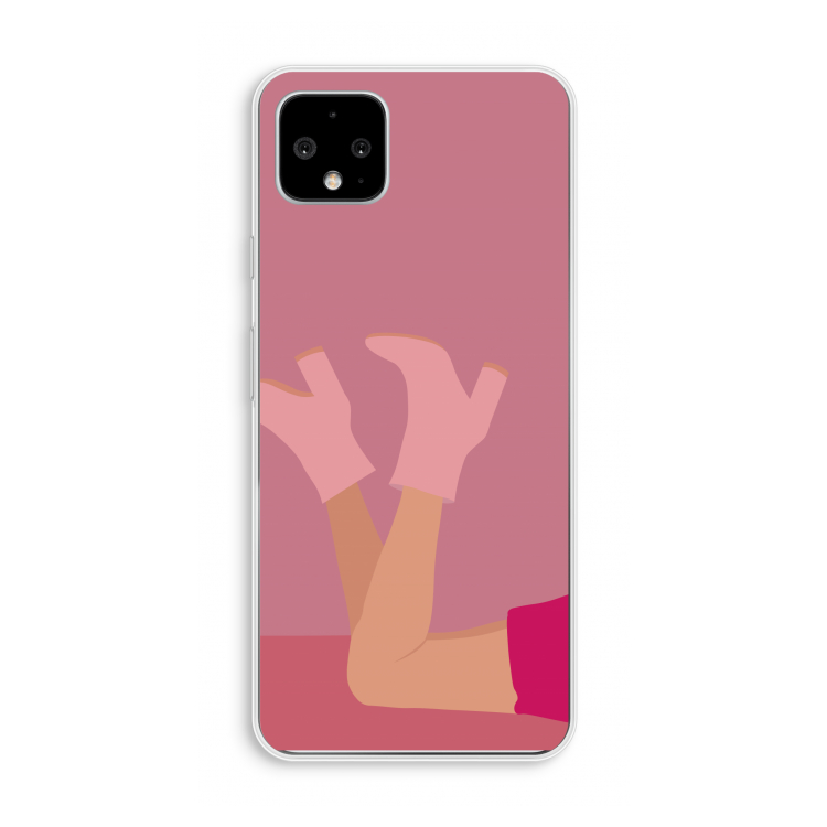 Pink boots: Pixel 4 XL Transparant Hoesje