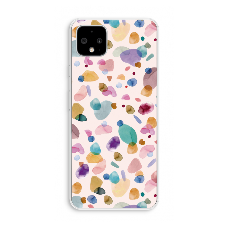 Terrazzo Memphis Pink: Pixel 4 XL Transparant Hoesje