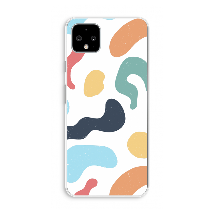 Memphis Shapes Blue: Pixel 4 XL Transparant Hoesje