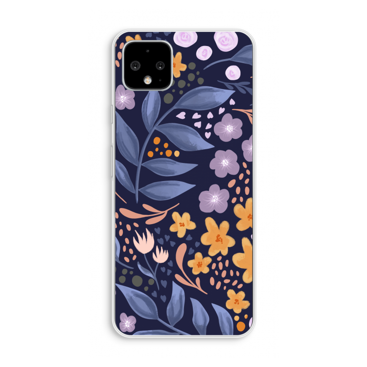 Flowers with blue leaves: Pixel 4 XL Transparant Hoesje