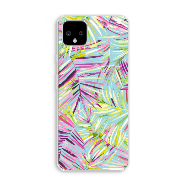 Tropical Palms Blue: Pixel 4 XL Transparant Hoesje