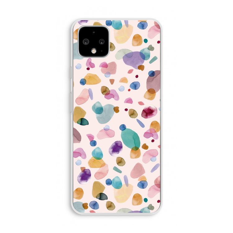 Terrazzo Memphis Pink: Pixel 4 XL Transparant Hoesje