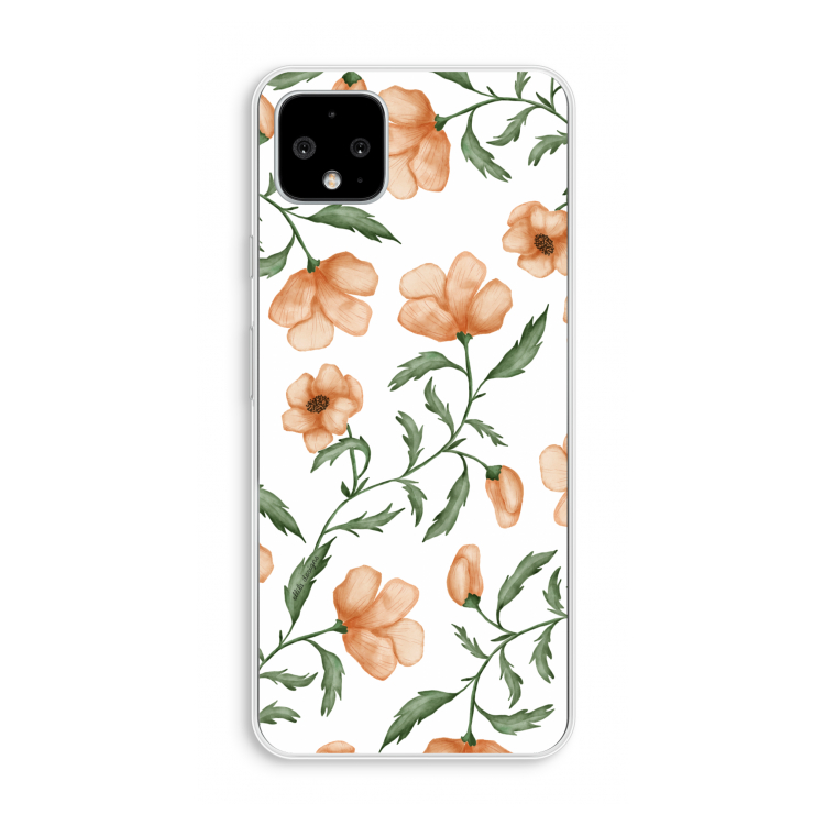 Peachy flowers: Pixel 4 XL Transparant Hoesje