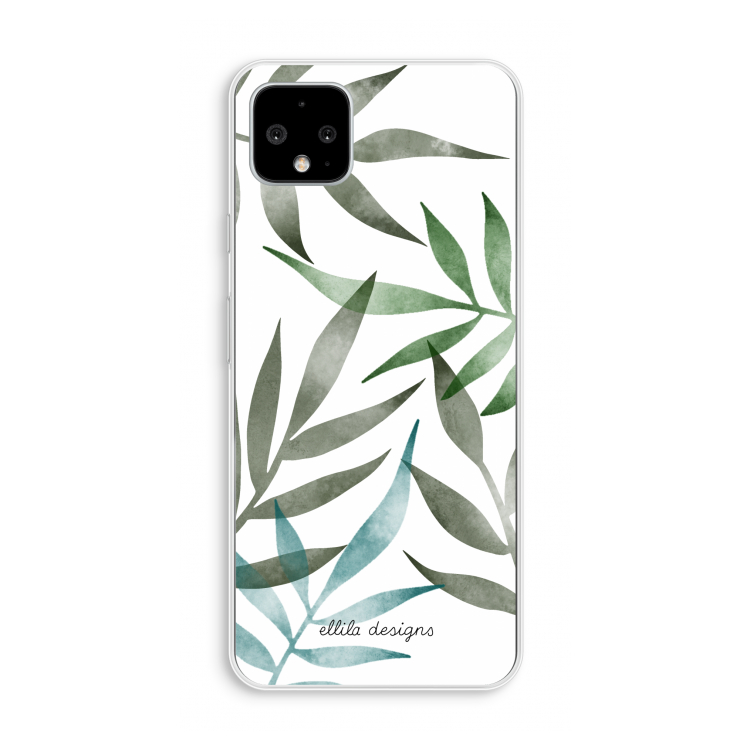 Tropical watercolor leaves: Pixel 4 XL Transparant Hoesje