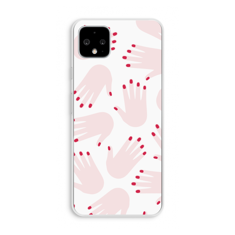 Hands pink: Pixel 4 XL Transparant Hoesje