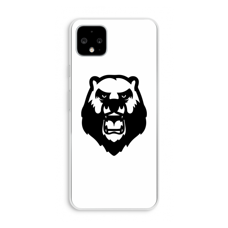 Angry Bear (white): Pixel 4 XL Transparant Hoesje