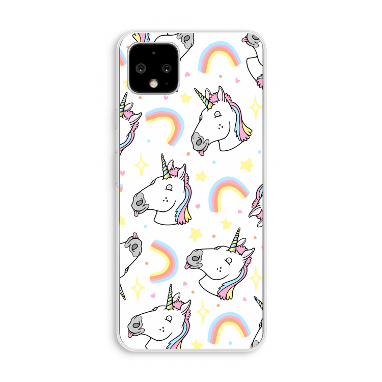 Rainbow Unicorn: Pixel 4 XL Transparant Hoesje