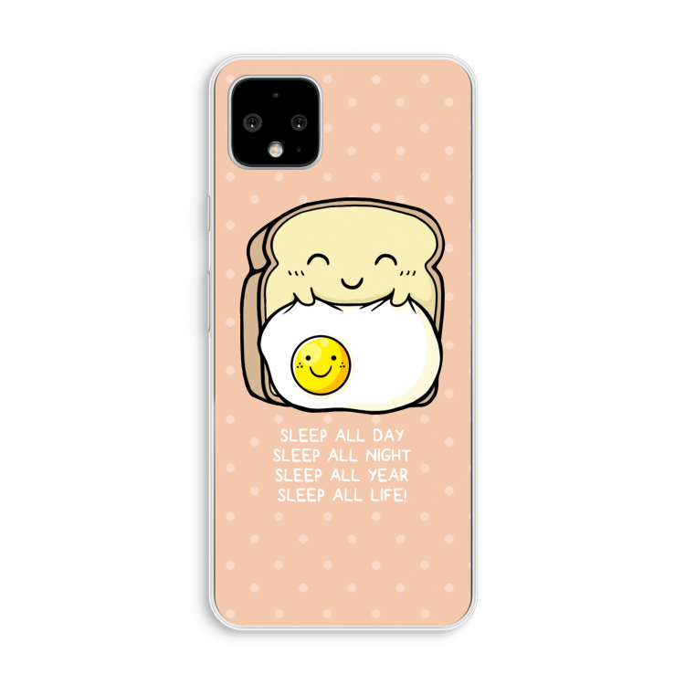 Sleep All Day: Pixel 4 XL Transparant Hoesje