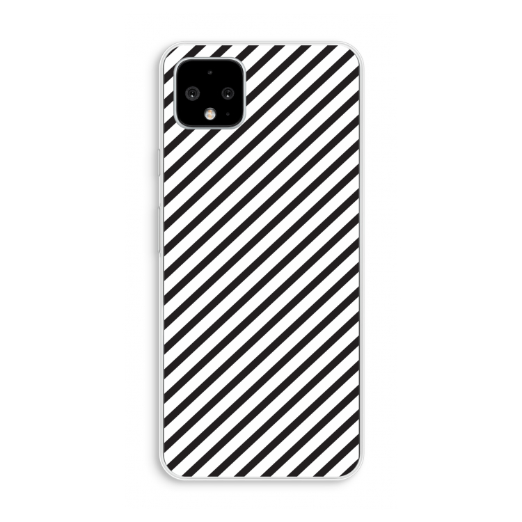 Strepen zwart-wit: Pixel 4 XL Transparant Hoesje