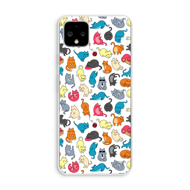 Kleurrijke katten: Pixel 4 XL Transparant Hoesje