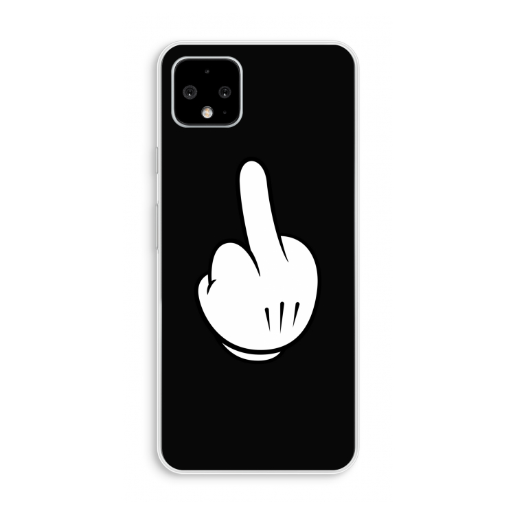 Middle finger black: Pixel 4 XL Transparant Hoesje