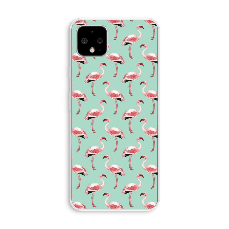 Flamingoprint groen: Pixel 4 XL Transparant Hoesje