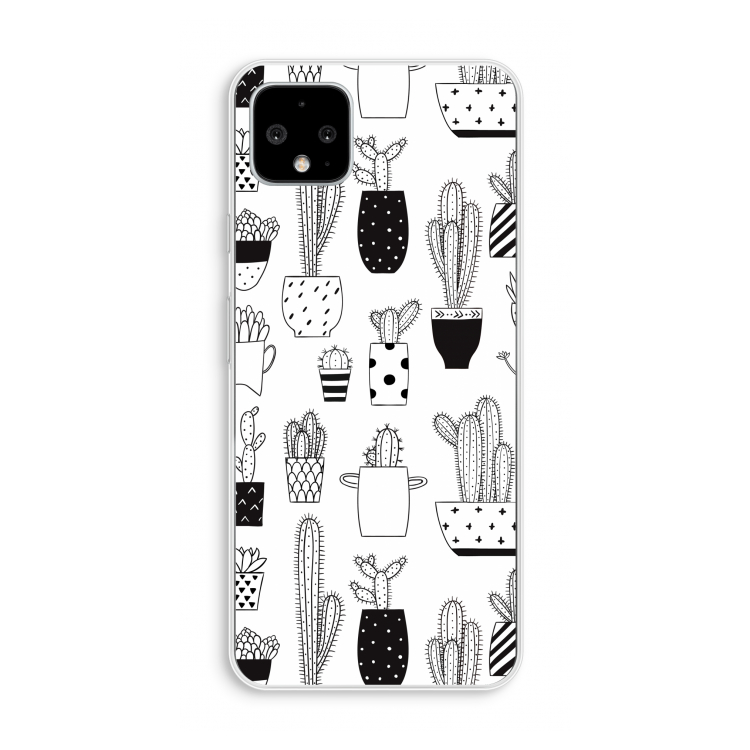 Cactusmotief: Pixel 4 XL Transparant Hoesje